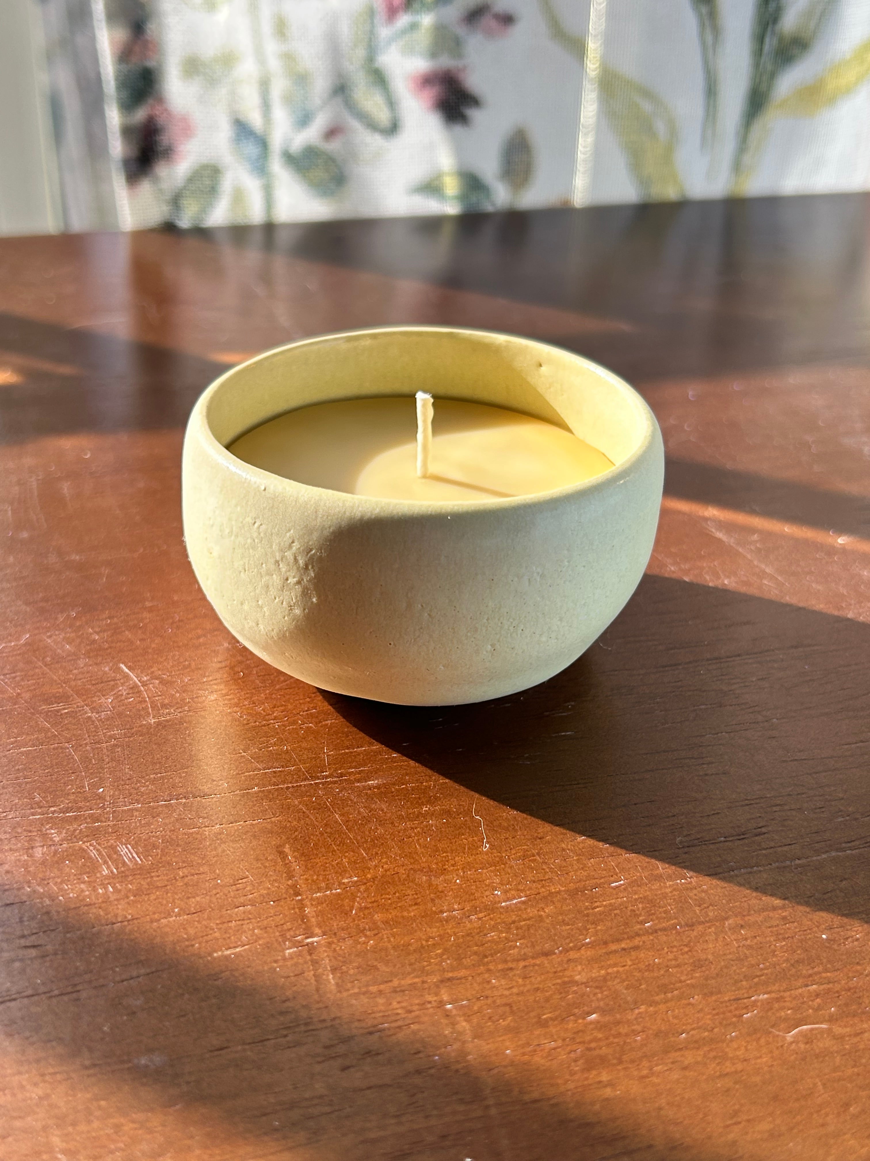 Yellow strawberry leather candle